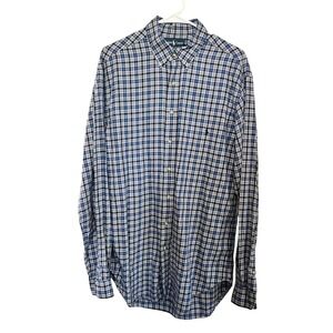 Ralph Lauren LT Tall Blue Plaid Long Sleeve Classic Fit Button Down Shirt
